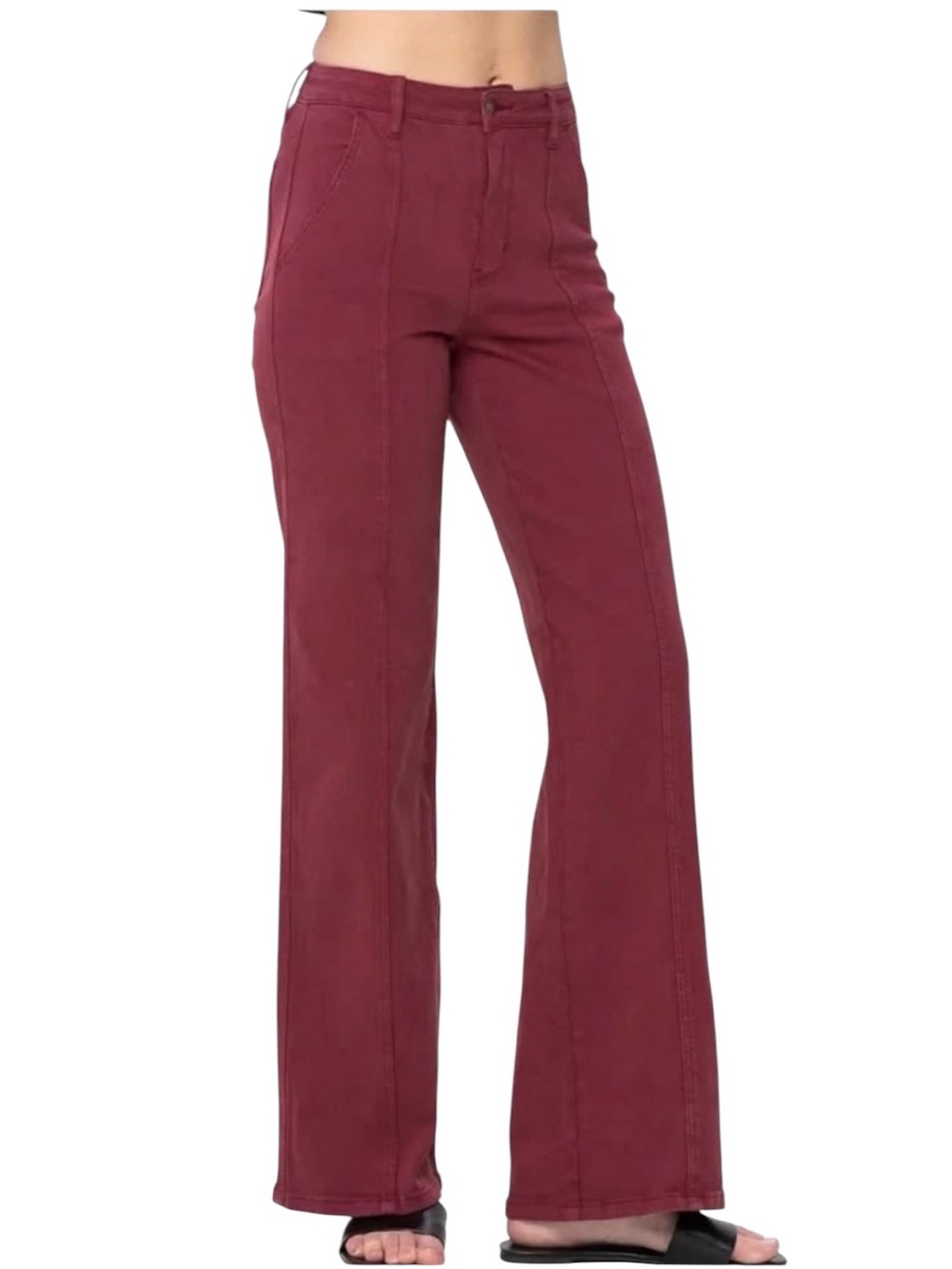 Judy Blue Jenna Size 3/26 High Waist Burgundy Front Seam Straight Leg Jeans